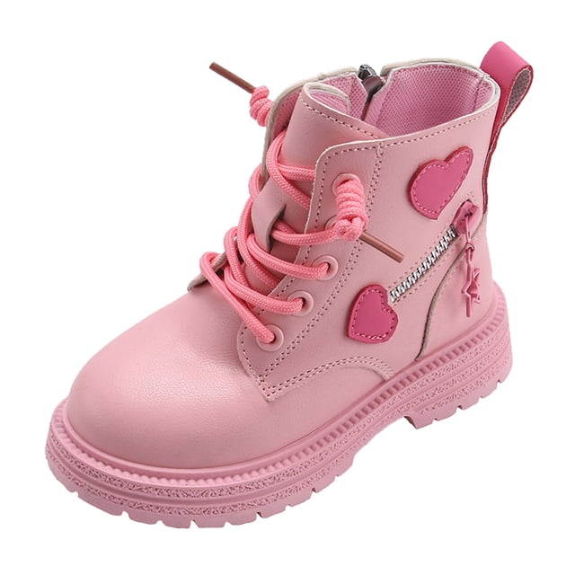 Kcodviy Children's Winter Leather Lace High Boots Size 6 Up Stylish Color Matching Fall Boots for Girls Side Zipper Boots