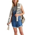 thumbnail image 3 of Honganda Salopette Courte en Denim pour Femmes, Bretelles Ajustables, Poche, Combishort, Short, Poignets Roulés, 3 of 7