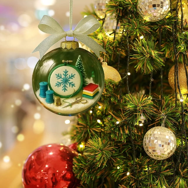 REK Holiday Sewing Snow Globe Clear Festive Hanging For And Sewing Craft Room