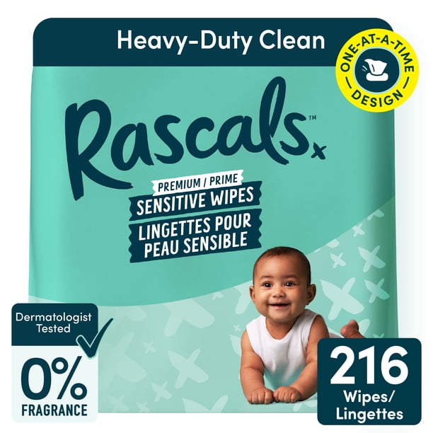 Rascals Premium Sensitive Alcohol Free Baby Wipes, Multipack, 216