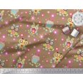 thumbnail image 2 of Soimoi Silk Fabric Floral & Owl Cartoon Fabric Prints by Yard 42 Inch Wide, 2 of 3