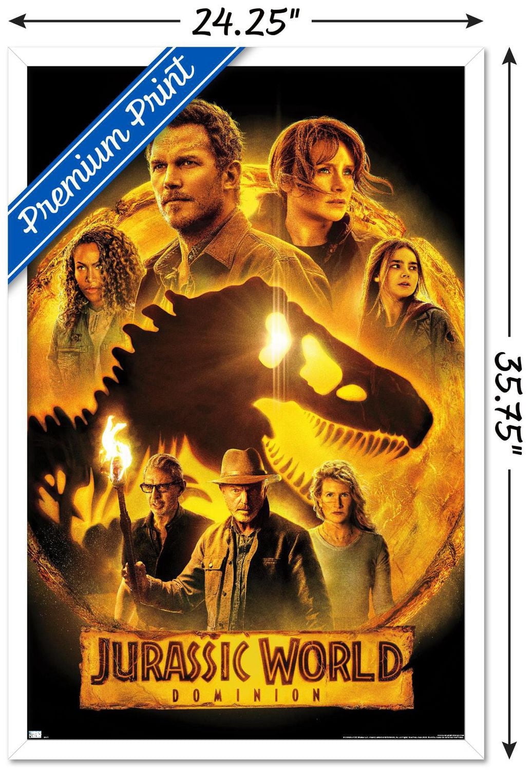Jurassic World: Dominion - Group One Sheet Wall Poster, 14.725" x 22.375" Framed