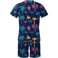 thumbnail image 5 of Mikilon Mens Trendy Outfits 2-Piece Set Hawaiian Print Short Sleeve Elasticized Shorts Casual Two Piece Set Blue M, 5 of 5