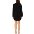 thumbnail image 3 of INSPIRE CHIC Chemise de Nuit à Manches Longues pour Femme, Col à Revers Cranté, Boutonnée, L Noir, 3 of 6