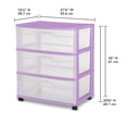 thumbnail image 3 of Sterilite Wide 3 Drawer Cart Lilac, 3 of 4