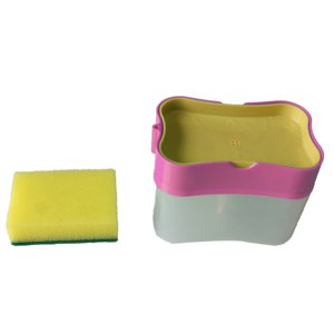 Distributeur Boîte à vaisselle Distributeur de cuisine Distributeur de vaisselle Boîte à distributeur ABS Type de presse Support à éponge Outil de lavage pour la cuisine CountertopPink