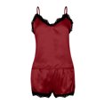 thumbnail image 4 of LSLJS Ensemble Deux Pièces pour Femmes en Dentelle Satinée, Camisole à Bretelles, Hauts, Shorts, Pyjama, Ensembles de Lingerie, 4 of 9