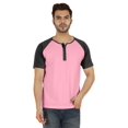 thumbnail image 1 of Inkmeso T-Shirts à Manches Courtes Raglan en Coton Léger Unis T-Shirt Classique Henley pour Hommes, 1 of 7