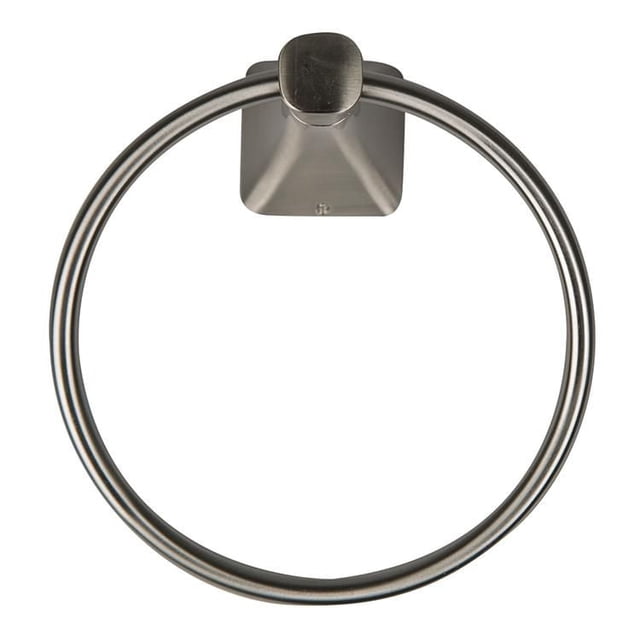 era Ringo Anneau pour Serviette en Satin Métallique avec un Anneau Métallique Circulaire et une base de Montage à Fini Satin Carré, Idéal comme Accessoire de Salle de Bain pour Suspendre une Serviette dans des Installations de Quincaillerie de Salle de Bain Contemporaines, Mesurant 6,10 par 5,90 Pouces, Convient Aussi pour Organiser de Petites Serviettes à Main Ou des Débarbouillettes.