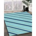 thumbnail image 3 of Ahgly Company Tapis d'Intérieur Lavable à la Machine, Carré, Transitionnel, Bleu Ivy Bleu, Tapis de Zone, 6 Pieds Carré, 3 of 7