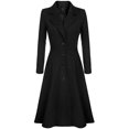 thumbnail image 1 of Women‘s Woolen Blend Coats Coat Lapel Wrap Swing Flared Winter Long Overcoat Jacket, 1 of 4