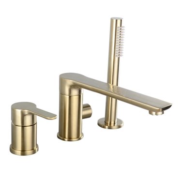 Bathtub Faucet Widespread Tub Sink Mixer Tap Brushed Gold/black Brass Bathroom Bath Shower Faucet with Hand shower Head ,Easy to Install