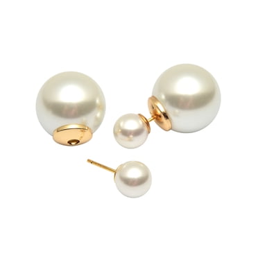 HUGE SWAN Élégantes Boucles d'Oreilles Clous Perles Rondes Double Face 2 avec Épingle en Argent P925 Perle avant et Arrière 8 et 14 mm