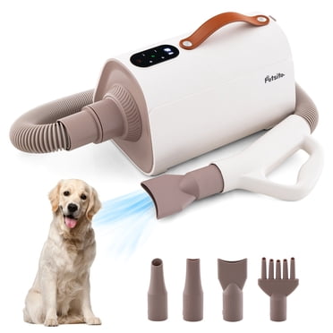 Gymax Séchoir pour Chien, Souffleur de Poils d'Animaux avec Fonction Ions Négatifs, Écran LED, Contrôle de la Température