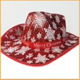 thumbnail image 3 of Snowflake Pattern Fedora Hat Cowboy Hat with Roll Brim Western Jazz Hat, 3 of 3