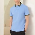 thumbnail image 2 of Sentmoon Mens Button down Short Sleeve Shirt Oversized Relaxed Turndown Collar Stretchy Hawaiian Trendy Tops Solid Color Clothes Active for Vacation L, 2 of 6