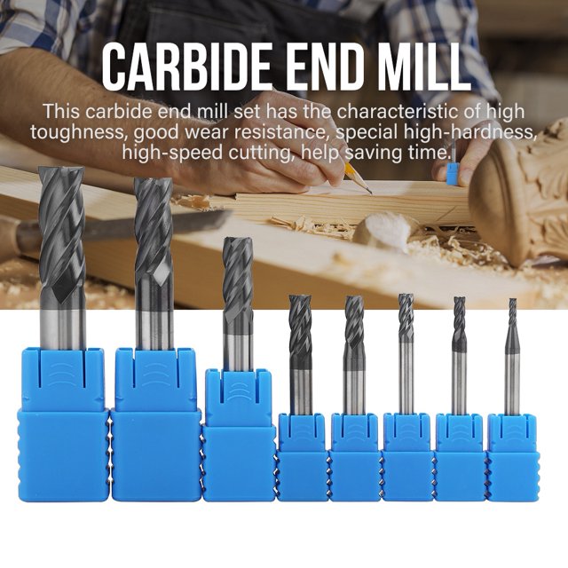 4 Flutes End Mill Set, High Wear Resistance Stable Carbide End Mill, For Carpentry For Drill Machining Tool