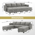 thumbnail image 3 of HONBAY Convertible Modular Sectional Sofa Bed Modern U-Shape or L-shape Couch with Storage, Grey, 3 of 7
