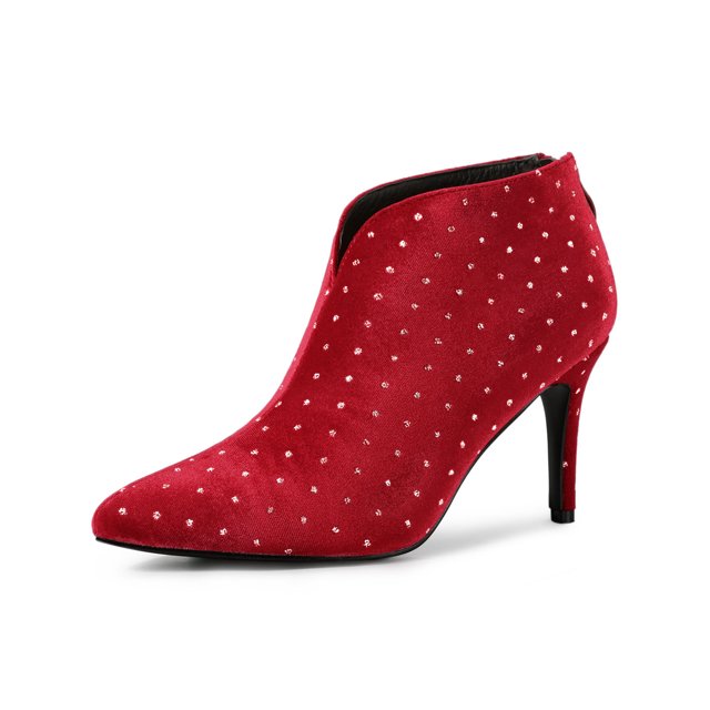 Unique Bargains Bottines à Talon Aiguille pour Femme à Bout Pointu avec Découpe en V