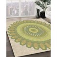 thumbnail image 3 of Ahgly Tapis d'Intérieur Lavable en Machine Carré Transitionnel Marron Or, 8 Pieds Carré, 3 of 7