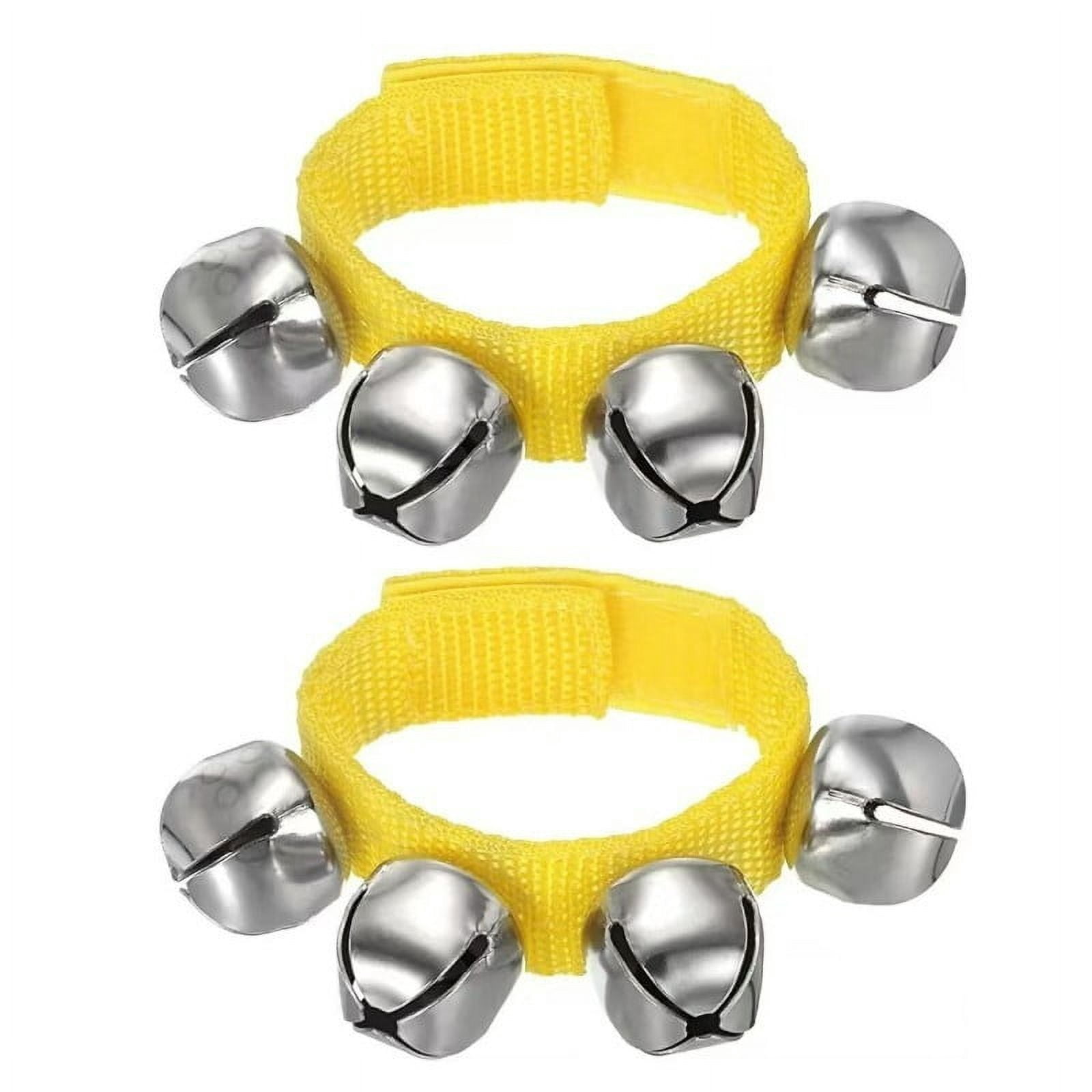 Dvkptbk Clochette de Poignet 2 Pcs Clochettes de Poignet Grelots Clochettes de Cheville Clochettes de Poignet Bracelet Instruments de Percussion Musical 4 Clochettes pour Fête Noël Clochette de Poignet