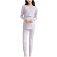 thumbnail image 2 of DecSea Maternity Nursing Robe Set Women Postpartum Pajamas Breastfeeding Hospital Labor Delivery Pregnancy Pjs, 2 of 3