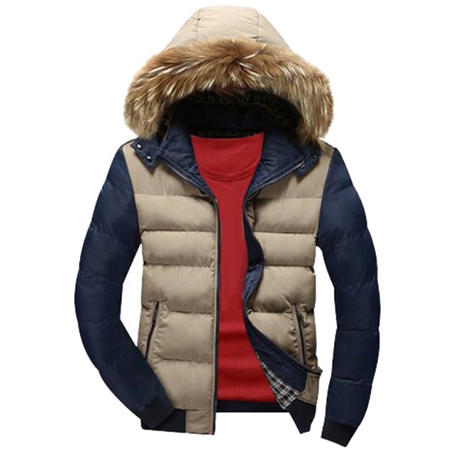 EGNMCR Vestes pour Hommes Veste à Capuche pour Homme Col Hiver Décontracté Rembourrée en Coton