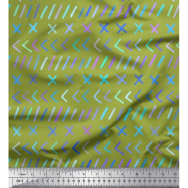 Soimoi Tissu Voile de Coton Vert Symbole Mathématique Tissu Imprimé 1 Yard 56 Pouces de Large