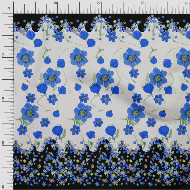 oneOone Viscose Chiffon Fabric Artistic Flower Panel Print Fabric BTY 42 Inch Wide