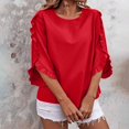 thumbnail image 2 of Timegard Womens Tops Ruffle Half Sleeve Crewneck Loose Comfy Tops Blouse Casual Summer Spring Solid Color, 2 of 7