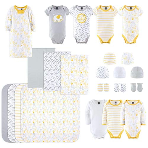 Layette Gift Set for Baby Boys or Girls | 23 Piece Gender Neutral Clothes & Accessories Set | Safari Themed