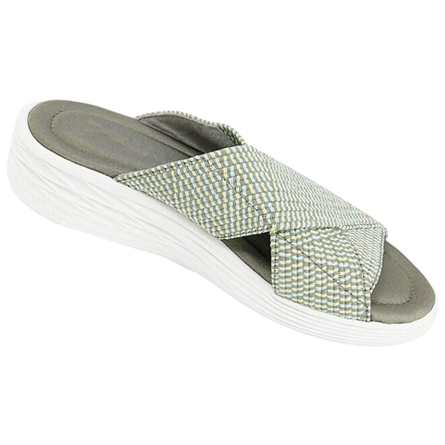 LSLJS Sandales à Enfiler Croisées Extensibles pour Femmes Été Plage à Semelle Compensée Plateforme Pantoufles Chaussures, Pantoufles pour Femmes
