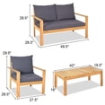 thumbnail image 2 of Gymax Ensemble de Conversation en Bois Rembourré 4 Pcs Ensemble de Mobilier de Patio Extérieur, 2 of 9
