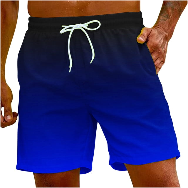 FAIWAD Mens Summer Gradient Shorts Casual Classic Short Pants Elastic Waist Drawstring Comfort Beach Shorts