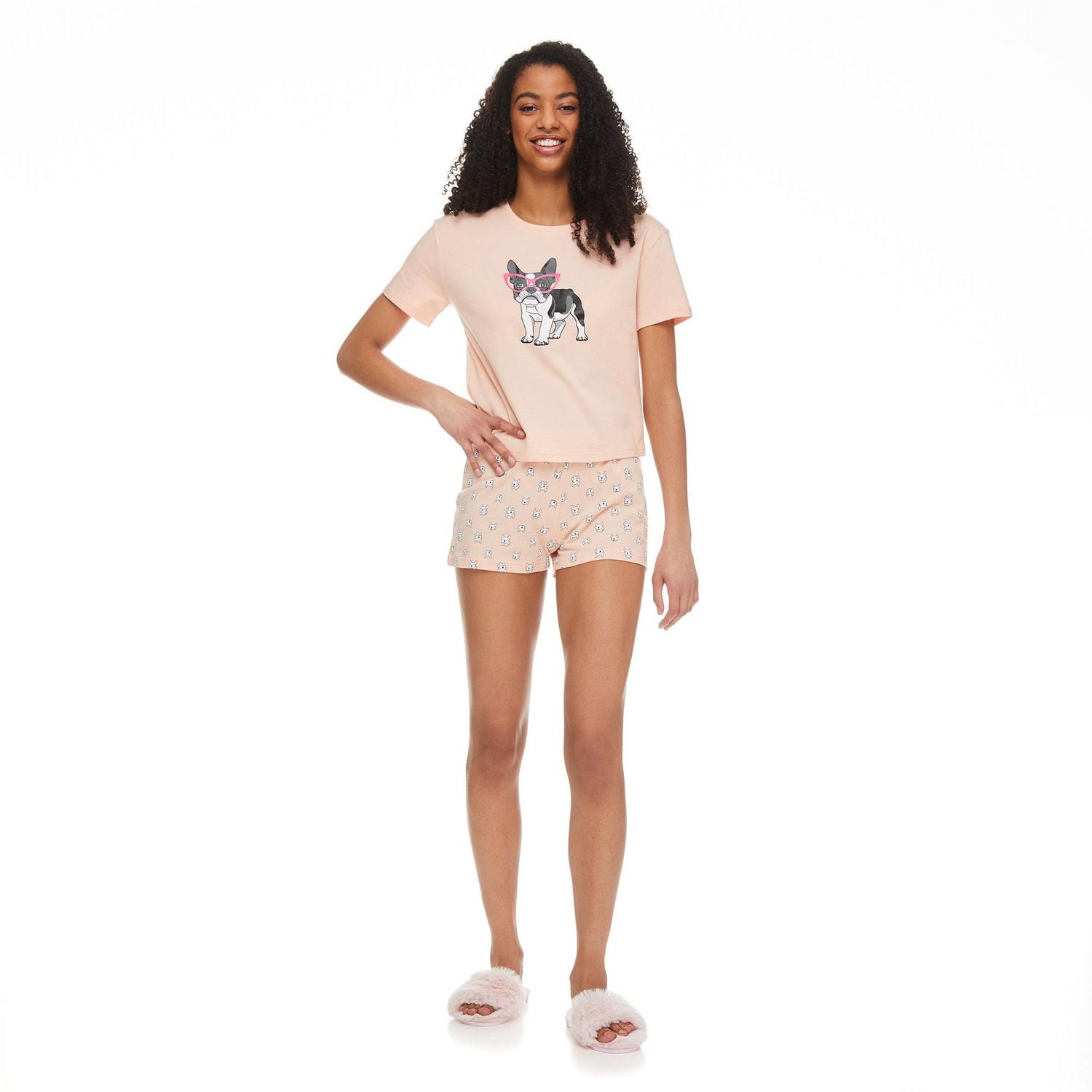 No Boundaries Women's Tee and Boxer Short 2-Piece Set