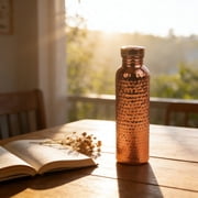 Sentmoon Water Bottles Bottle Bottle Bottle Handmade Copper Water Bottle 800ml Polished Leakproof Ayurvedic Drinking Container Reusable Slim Bottle for Yoga Gym Outdoor Office Health