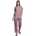 thumbnail image 1 of Moomaya Printed Short Sleeve Pajama Set For Women Printed Button Up Sleep Shirt, 1 of 6