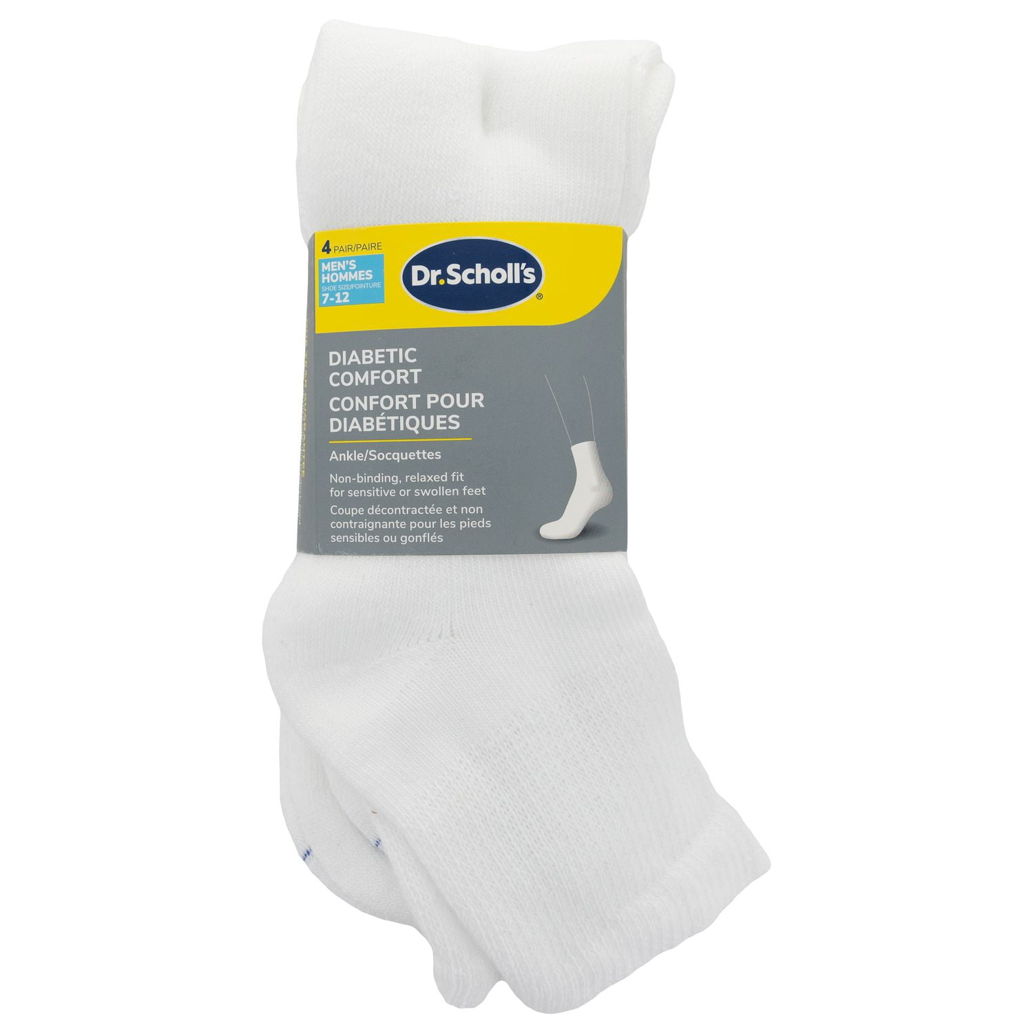 Socquette diabetique et circulation de Dr. Scholl's pour hommes, paq. de 4 paires