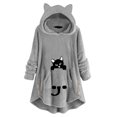 thumbnail image 1 of Pompotops Longue Robe à Capuche Femme Motif Mignon Hiver Oreilles de Chat Polaire Duveteuse Robe Couverture à Capuche Hauts en Peluche pour Adolescentes, 1 of 8