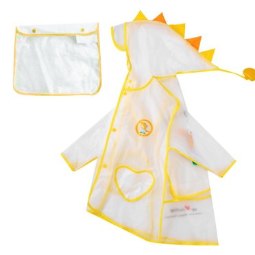 Dvkptbk Imperméable pour Enfants Poncho de Pluie Uni Léger Imperméable Coupe-Vent Veste à Capuche Manteau Mignon Dinosaure avec Sac de Transport 5 Ans