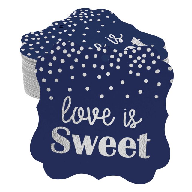 Inkdotpot Real Silver Foil Love Is Sweet Wedding Tags Favor Bracket Shape Hang Pack Of 100 Paper Tags