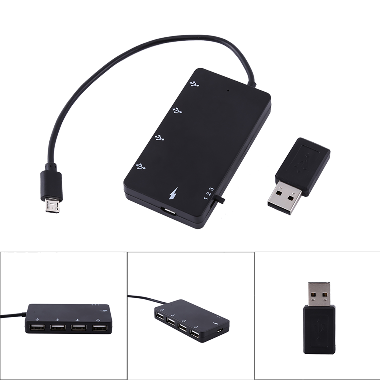 Usb Hub, 4 Port Micro Usb Hub Usb Splitter Usb Extender With USB2.0 OTG Extension Adapter Charging Cable for Smartphone and Tablet