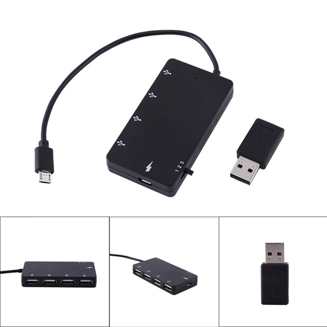 Usb Hub, 4 Port Micro Usb Hub Usb Splitter Usb Extender With USB2.0 OTG Extension Adapter Charging Cable for Smartphone and Tablet