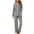 thumbnail image 2 of MeetoTime Pyjama d'Automne pour Femme, Ensemble 2 Pcs, Haut à Manches Longues Boutonné et Pantalon, Tenue de Nuit, 2 of 7