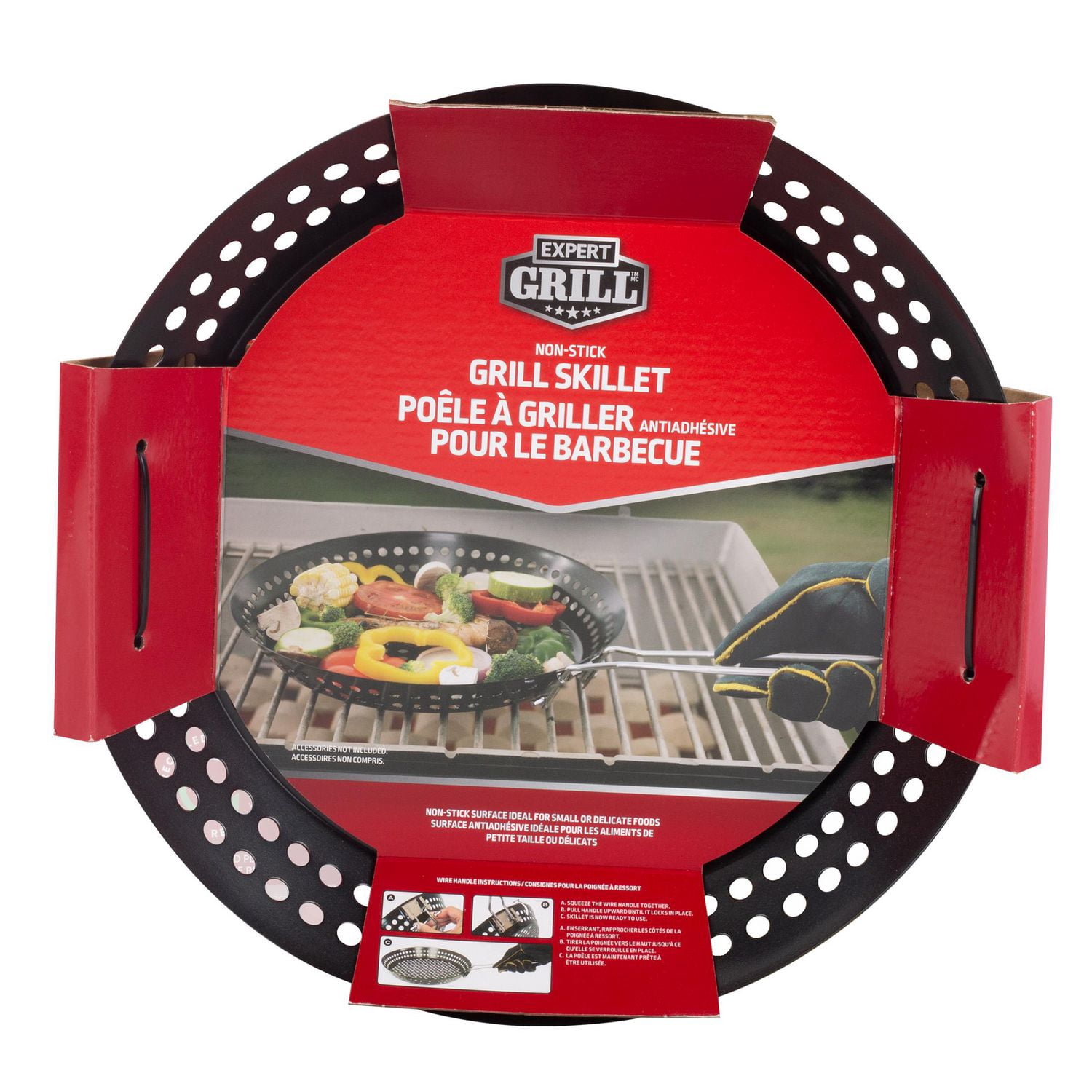 Expert Grill poêle à griller antiadhésive avec poignée pliable