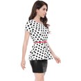 thumbnail image 4 of INSPIRE CHIC Hauts à Basque pour Femmes à Manches Courtes avec Ceinture, Pois, Col Rond, 4 of 6