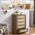 thumbnail image 4 of OAKHAM Commode 5 Tiroirs, Grand Commode en Rotin pour Chambre à Coucher Salon, Noyer Spécial, 4 of 7