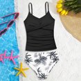 thumbnail image 2 of Girls Swimsuit Backless Printed Split Swimsuits Ruched Tankini Sets Toddler Bathing Suit Girl Black 7-8Y, 2 of 5