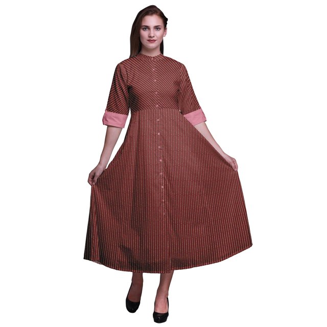 Bimba Robe Chemise Décontractée à Rayures pour Femme, Imprimée, de Fête, Mi-Mollet, Évasée - Petit