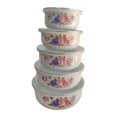 thumbnail image 1 of Tnarru 5 Pieces Mixing Bowl Set Fruits Salad Bowl Rice Bowl Multipurpose with Lids Food Storage Container for Food Biscuits Pancakes Rose, 1 of 8